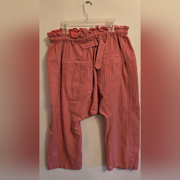 Free People Runyan Cotton Striped Harem Drop Crotch Pink Baggy Pants Med - Picture 4 of 10